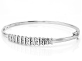 White Diamond Rhodium Over Sterling Silver Bangle Bracelet 0.10ctw