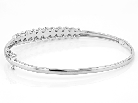 White Diamond Rhodium Over Sterling Silver Bangle Bracelet 0.10ctw