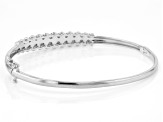 White Diamond Rhodium Over Sterling Silver Bangle Bracelet 0.10ctw