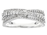 White Diamond Rhodium Over Sterling Silver Crossover Band Ring 0.33ctw