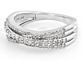 White Diamond Rhodium Over Sterling Silver Crossover Band Ring 0.33ctw