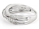 White Diamond Rhodium Over Sterling Silver Crossover Band Ring 0.33ctw