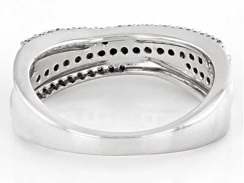 White Diamond Rhodium Over Sterling Silver Crossover Band Ring 0.33ctw