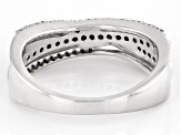 White Diamond Rhodium Over Sterling Silver Crossover Band Ring 0.33ctw