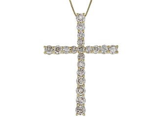 Candlelight Diamonds™ 10k Yellow Gold Cross Slide Pendant With 18" Box Chain 1.50ctw