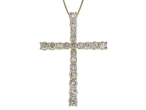 Candlelight Diamonds™ 10k Yellow Gold Cross Slide Pendant With 18" Box Chain 1.50ctw