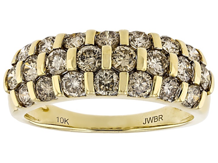 Champagne Diamond 10k Yellow Gold Band Ring 1.50ctw - DOE474