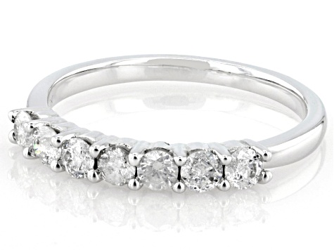 White Diamond 10k White Gold 7-Stone Band Ring 0.45ctw