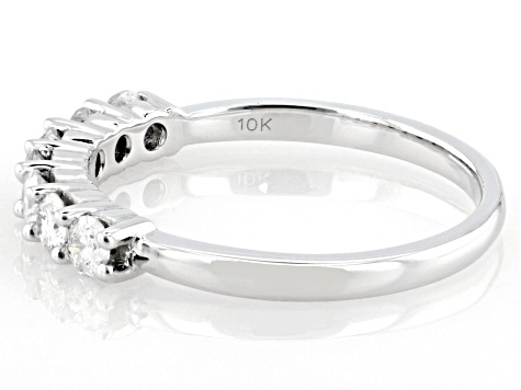 White Diamond 10k White Gold 7-Stone Band Ring 0.45ctw