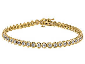 White Diamond 10k Yellow Gold Tennis Bracelet 0.50ctw