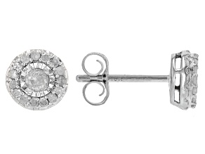 White Diamond 10k White Gold Halo Stud Earrings 0.25ctw