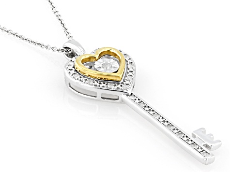 White Diamond Rhodium And 14k Yellow Gold Over Sterling