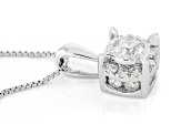 White Diamond 10k White Gold Halo Pendant With 18" Box Chain 0.50ctw