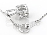White Diamond 10k White Gold Halo Pendant With 18" Box Chain 0.50ctw