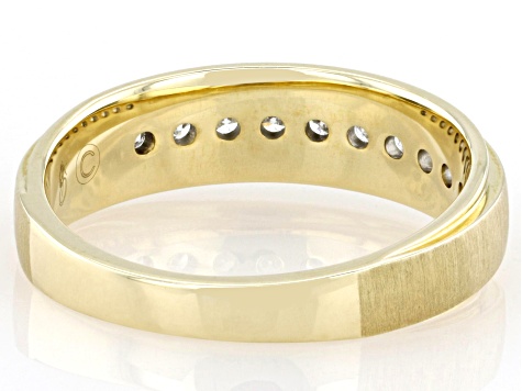 White Diamond 10k Yellow Gold Mens Band Ring 0.50ctw