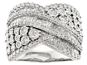 White Diamond 14k White Gold Wide Band Ring 1.60ctw