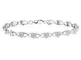 White Diamond Rhodium Over Sterling Silver Heart Tennis Bracelet 0.10ctw