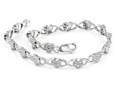 White Diamond Rhodium Over Sterling Silver Heart Tennis Bracelet 0.10ctw