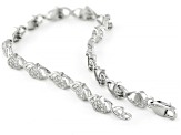 White Diamond Rhodium Over Sterling Silver Heart Tennis Bracelet 0.10ctw