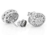 White Diamond 10k White Gold Cluster Stud Earrings 0.75ctw