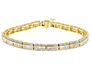 White Diamond 14k Yellow Gold Tennis Bracelet 3.15ctw