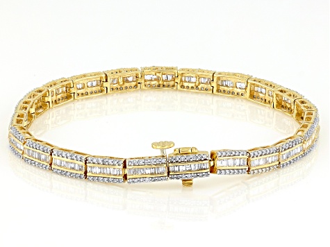 White Diamond 14k Yellow Gold Tennis Bracelet 3.15ctw