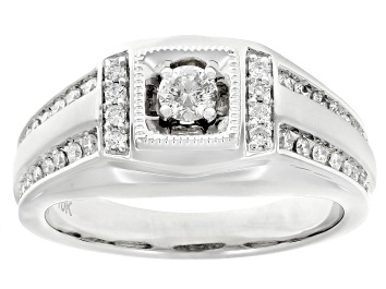 Picture of White Diamond 10k White Gold Mens Ring 0.60ctw