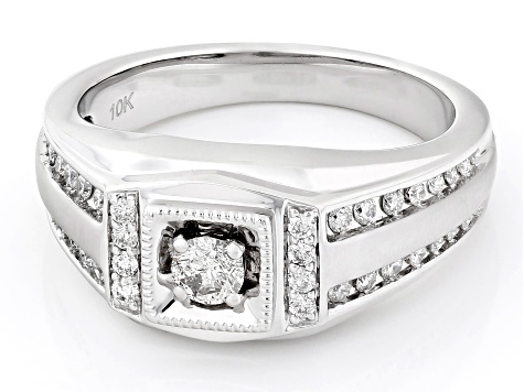Blue and White Diamond Ring Quilt Pattern 10k White Gold 1/4 CTW