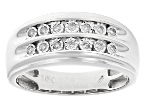 White Diamond 10k White Gold Mens Band Ring 0.20ctw