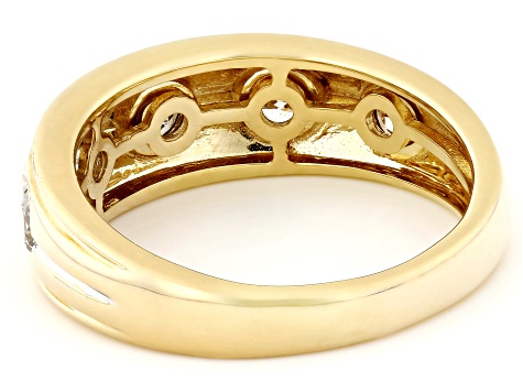 White Diamond 10k Yellow Gold Men's Band Ring 1.00ctw