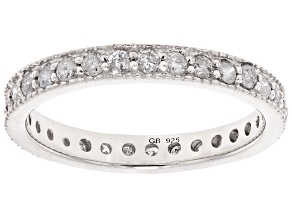 White Diamond Platinum Over Sterling Silver Eternity Band Ring 0.65ctw