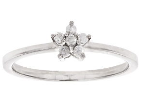 White Diamond Platinum Over Sterling Silver Cluster Ring 0.14ctw