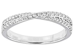 White Diamond 10k White Gold Crossover Band Ring 0.25ctw