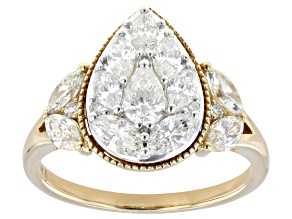 White Diamond 14k Yellow Gold Cluster Ring 1.40ctw