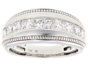 White Diamond 10k White Gold Mens Band Ring 2.00ctw
