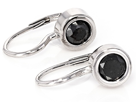 Black Diamond Rhodium Over Sterling Silver Solitaire Drop Earrings 2.00ctw
