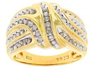 White Diamond 14k Yellow Gold Over Sterling Silver Bypass Ring 0.50ctw
