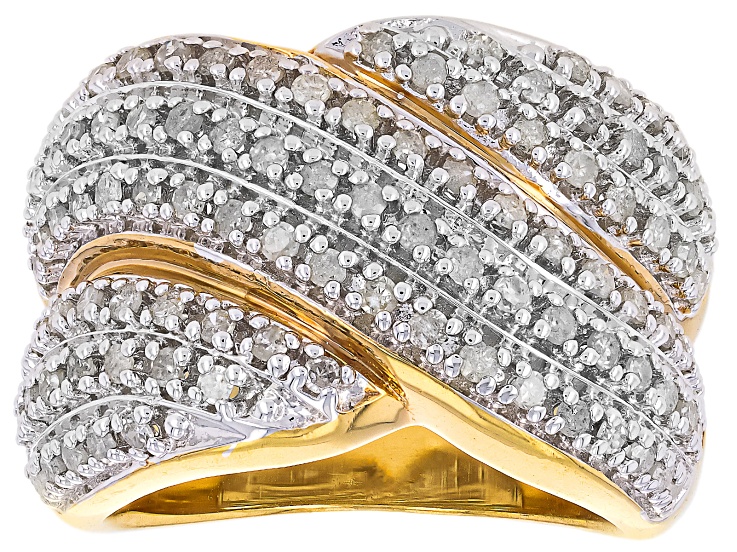 Jtv Rings White Diamond 14k Yellow Gold Over Sterling Silver Wide Band Ring 1 ...