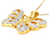 White Diamond 14k Yellow Gold Over Sterling Silver Butterfly Pendant With Cable Chain 0.20ctw
