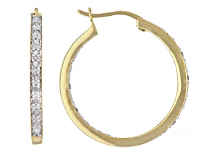 White Diamond 14k Yellow Gold Over Sterling Silver Hoop Earrings 0.25ctw