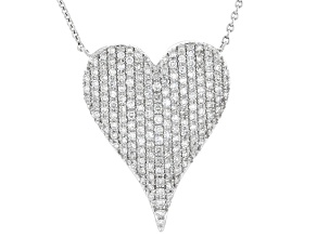 White Diamond 14k White Gold Heart Necklace 0.50ctw