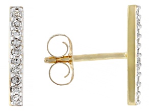 White Diamond 14k Yellow Gold Bar Earrings 0.10ctw
