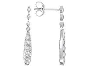White Diamond 10k White Gold Dangle Earrings 0.33ctw