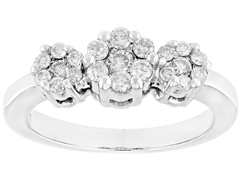 White Diamond 10k White Gold Cluster Ring 0.50ctw