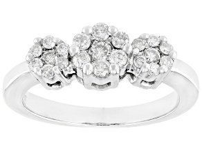 White Diamond 10k White Gold Cluster Ring 0.50ctw