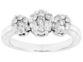 White Diamond 10k White Gold Cluster Ring 0.50ctw