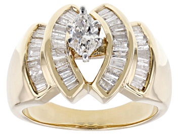 Oval White Lab Grown Diamond Ring 14K Yellow Gold 1.15ctw