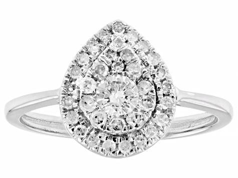 White Diamond 10k White Gold Cluster Ring 0.50ctw