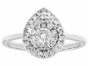 White Diamond 10k White Gold Cluster Ring 0.50ctw