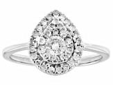 White Diamond 10k White Gold Cluster Ring 0.50ctw
